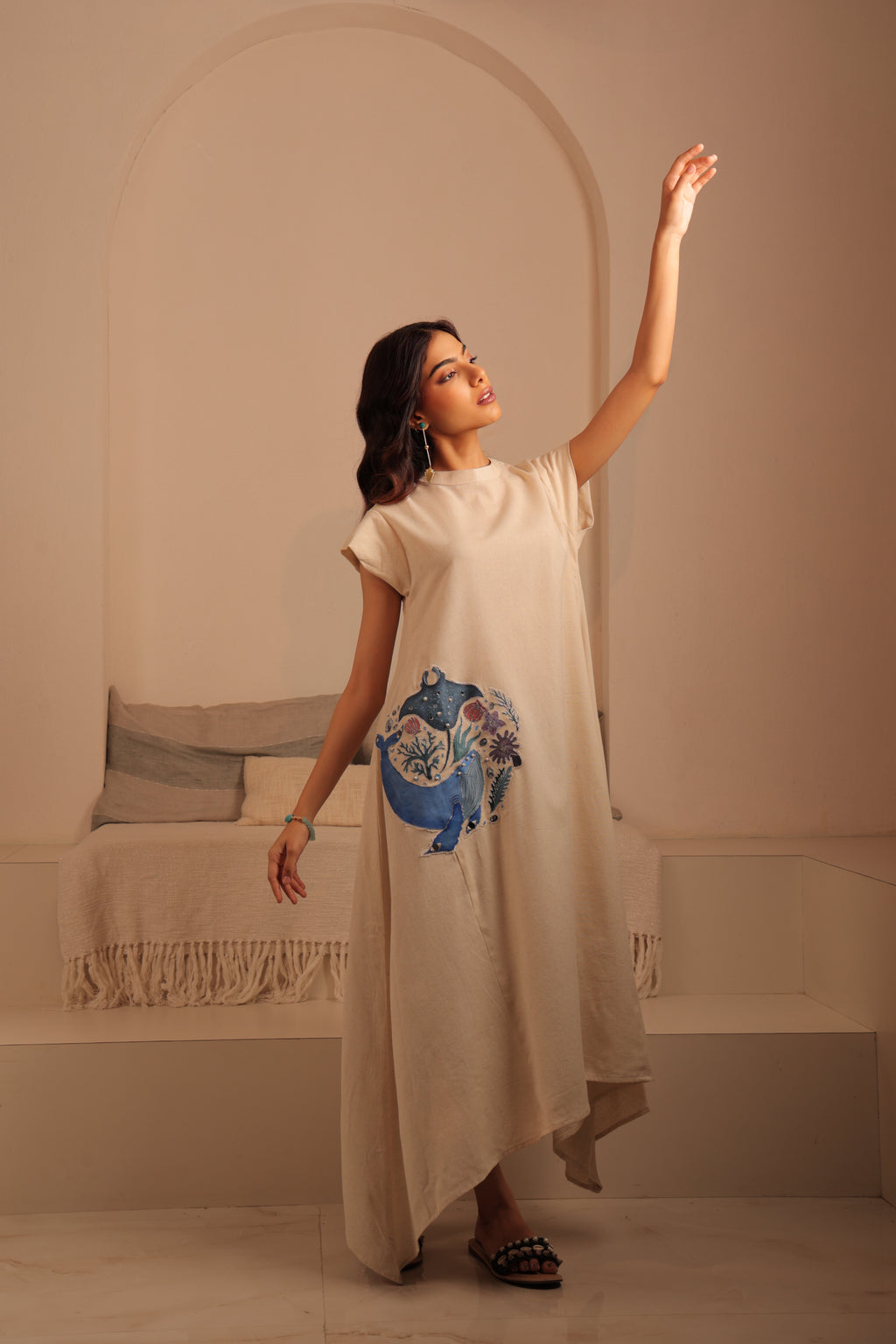 Hand-painted Aquatic Life Pocket Dress