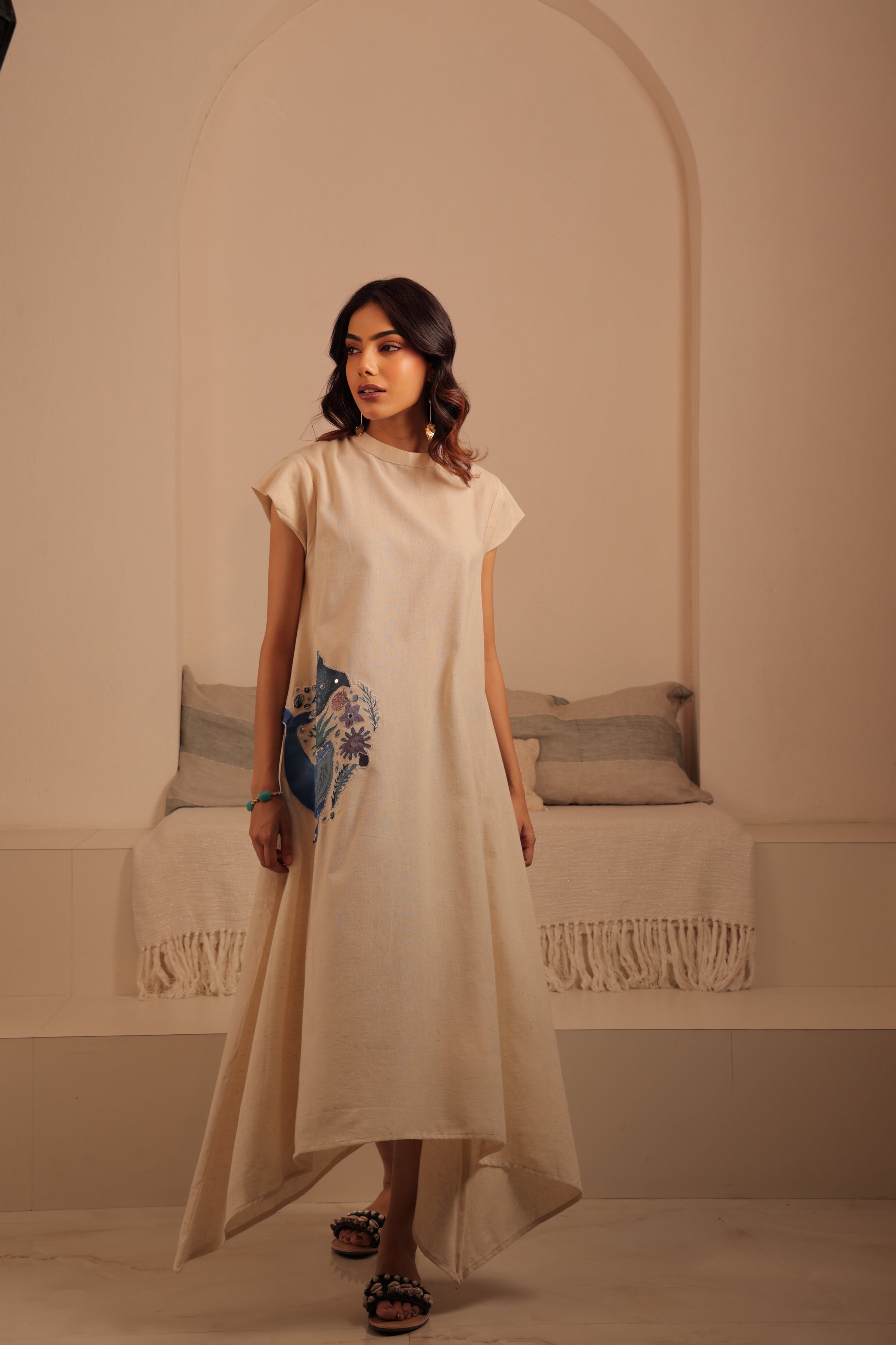 Hand-painted Aquatic Life Pocket Dress
