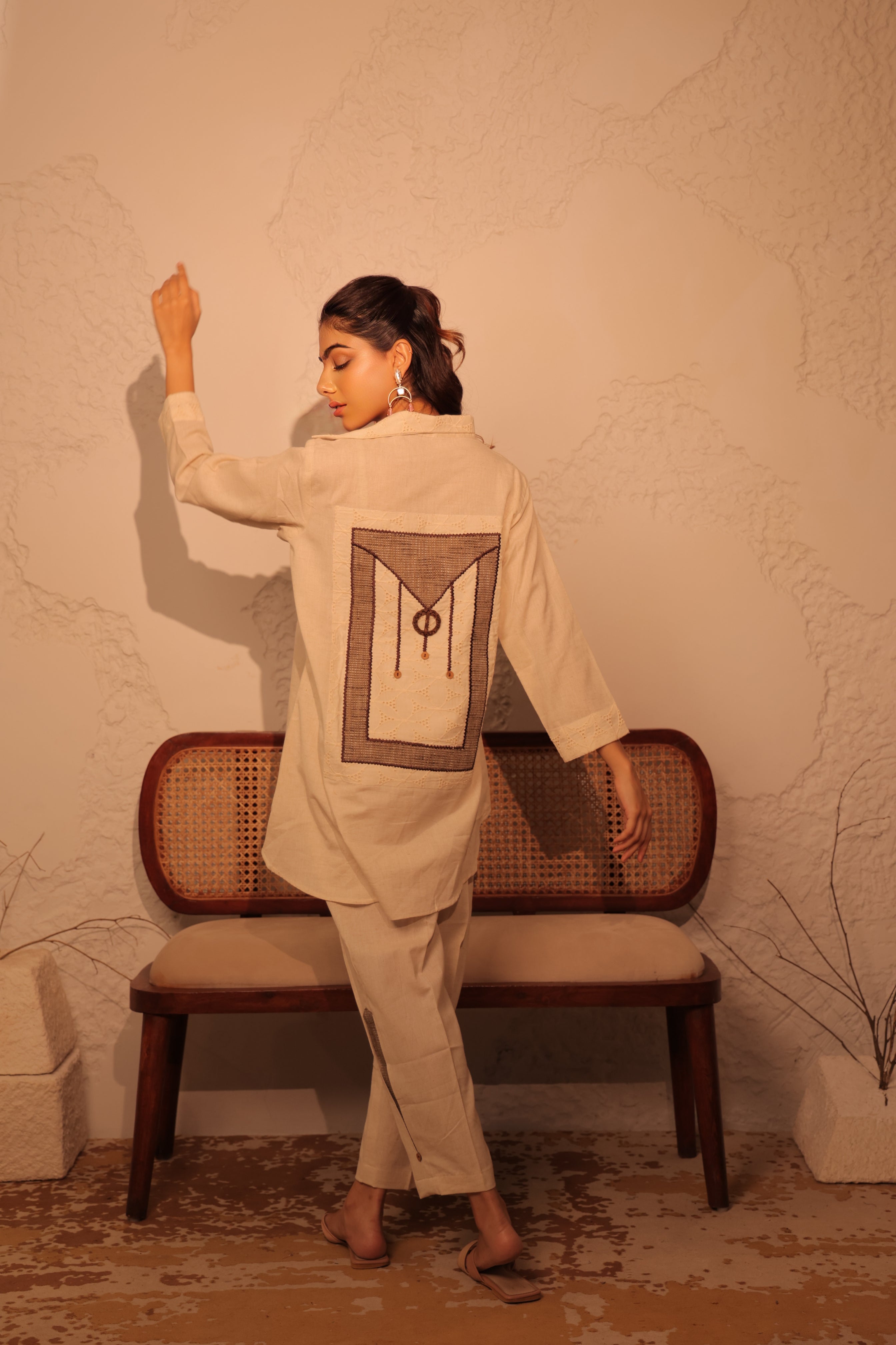 Burlap-Detailed Jacket-Feel Shirt tunic