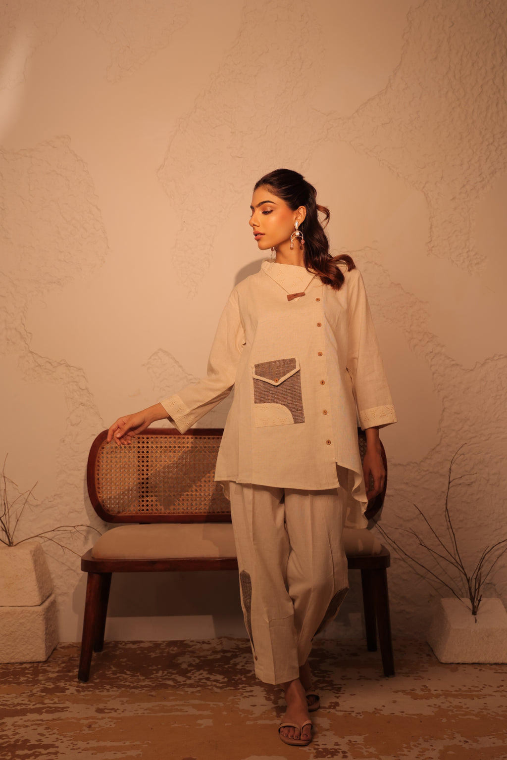 Burlap-Detailed Jacket-Feel Shirt tunic
