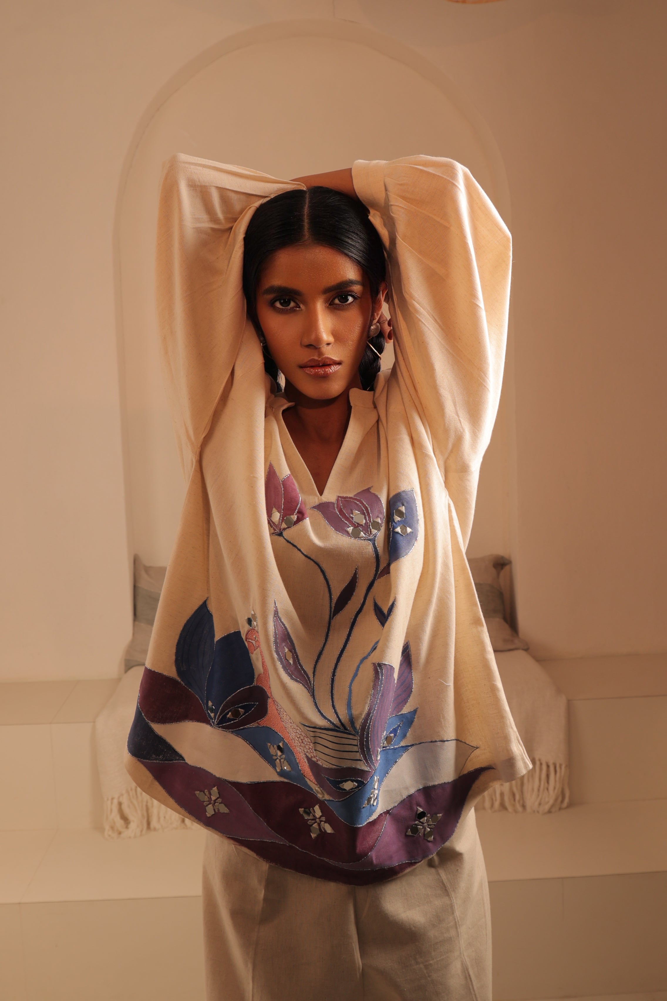 Artistic Hand-Painted Aquatic Life tunic