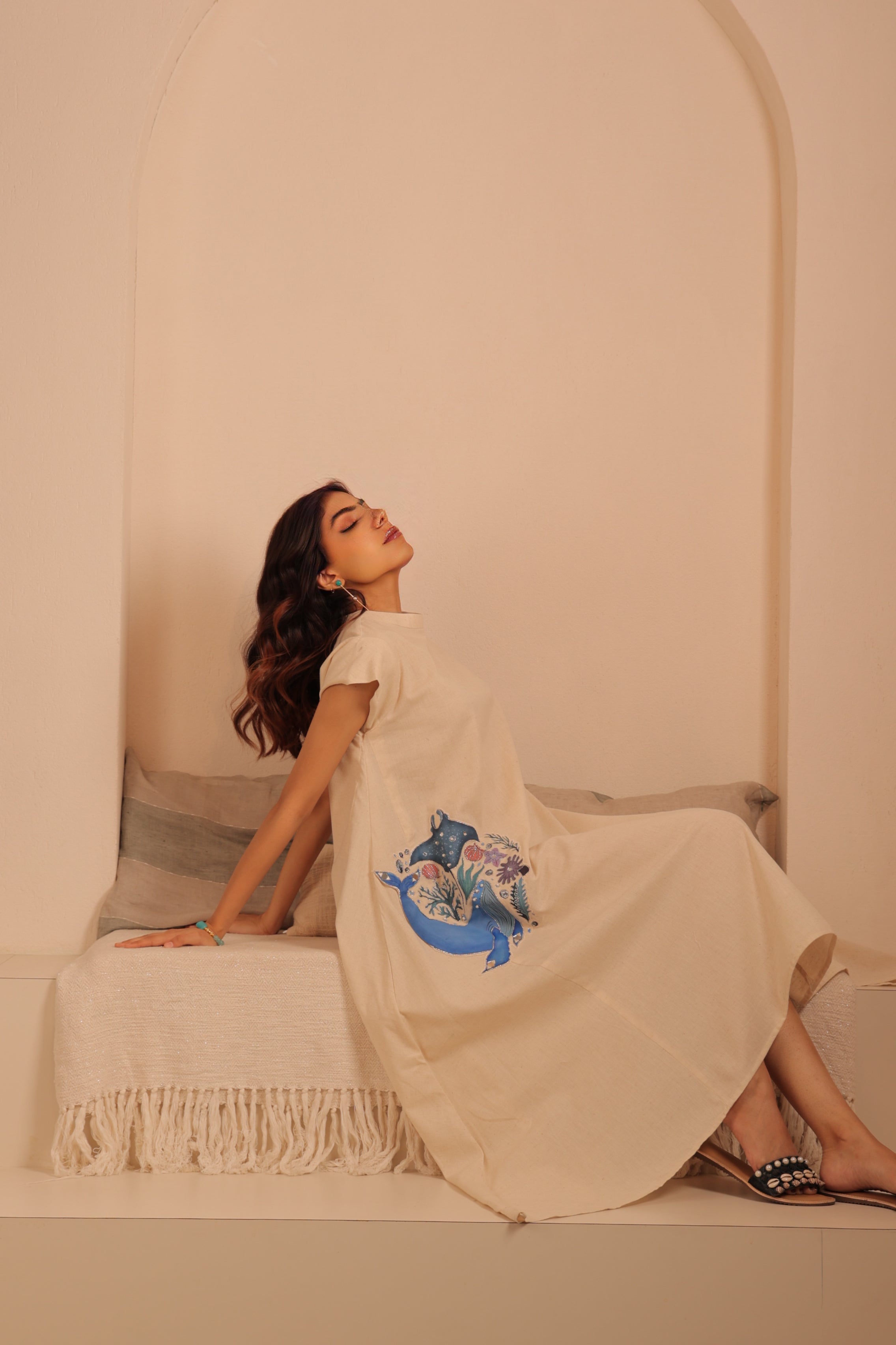 Hand-painted Aquatic Life Pocket Dress