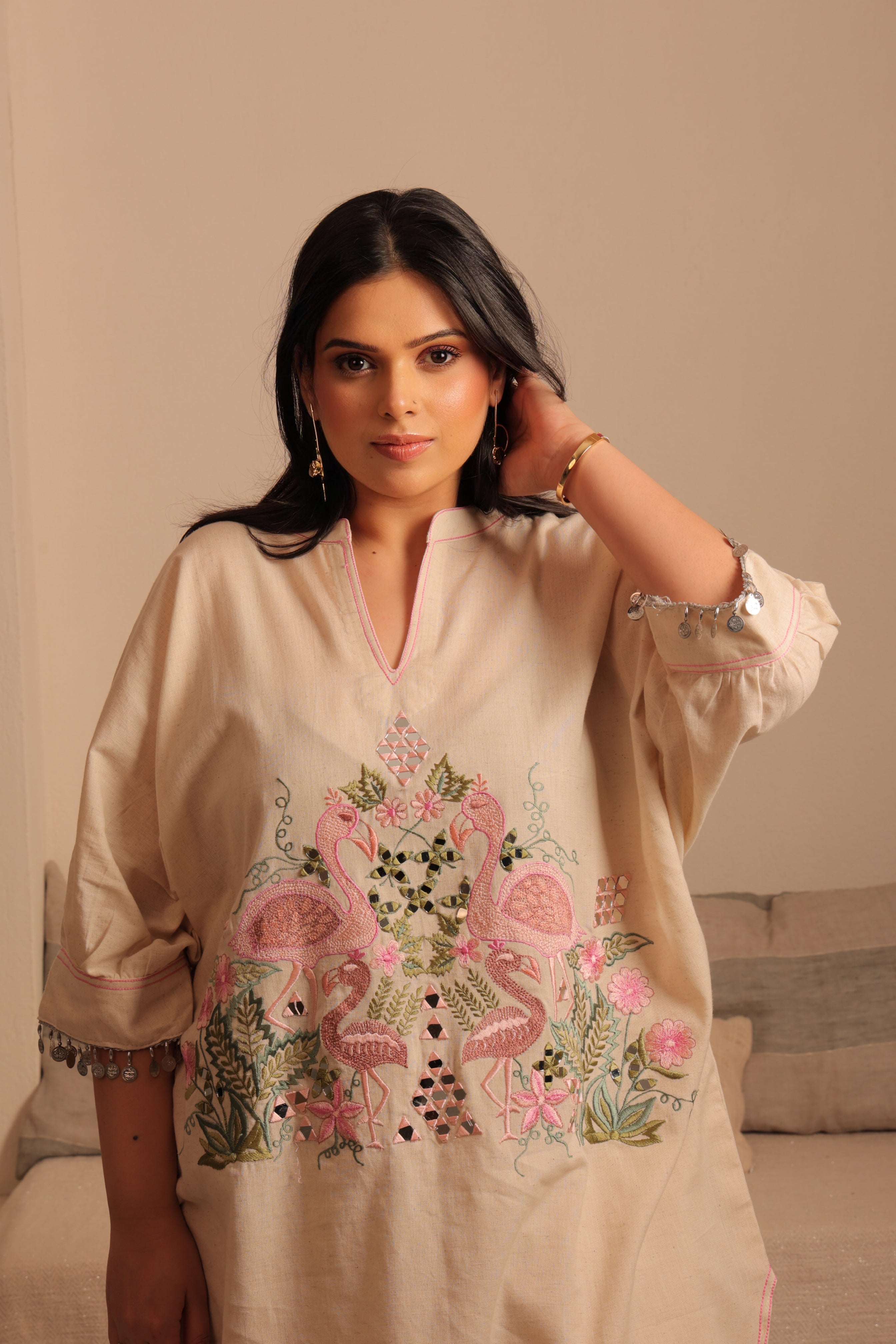 Flamingo blossom tunic