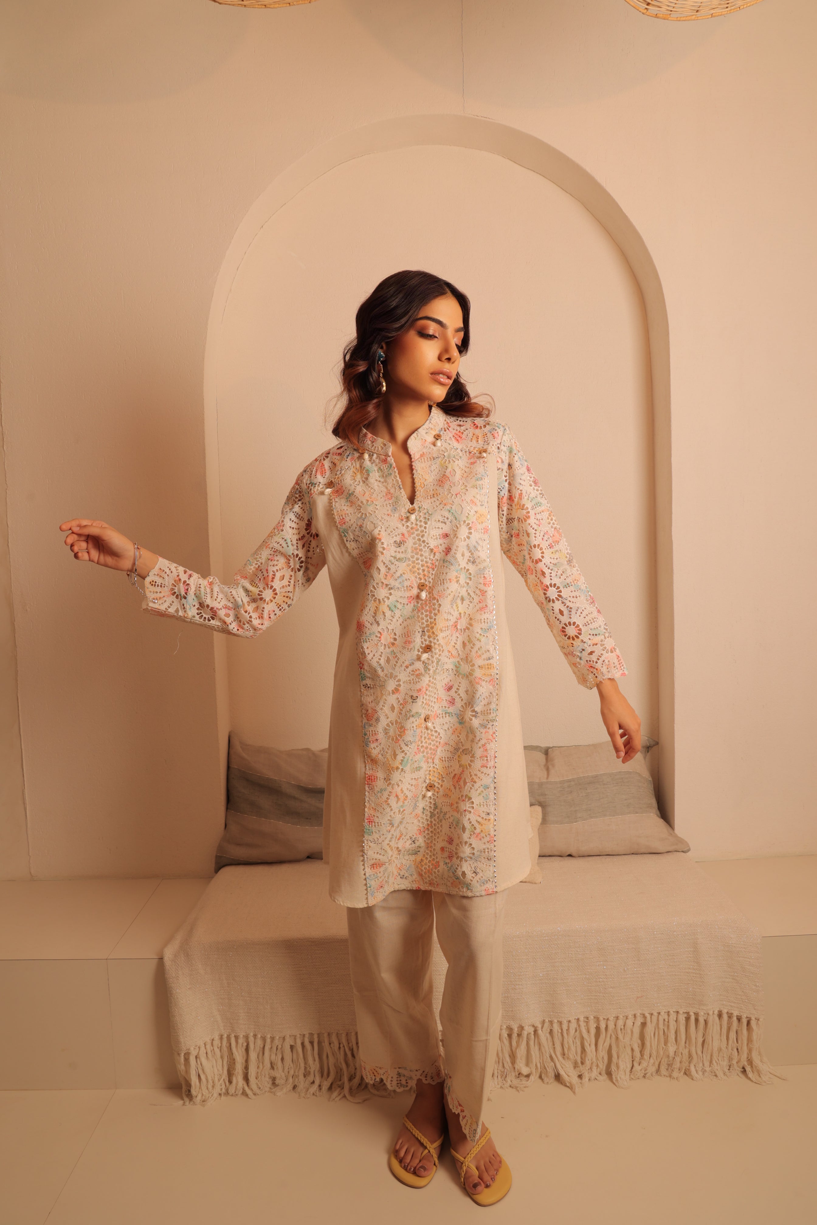Ivory Meadow Embroidered Tunic