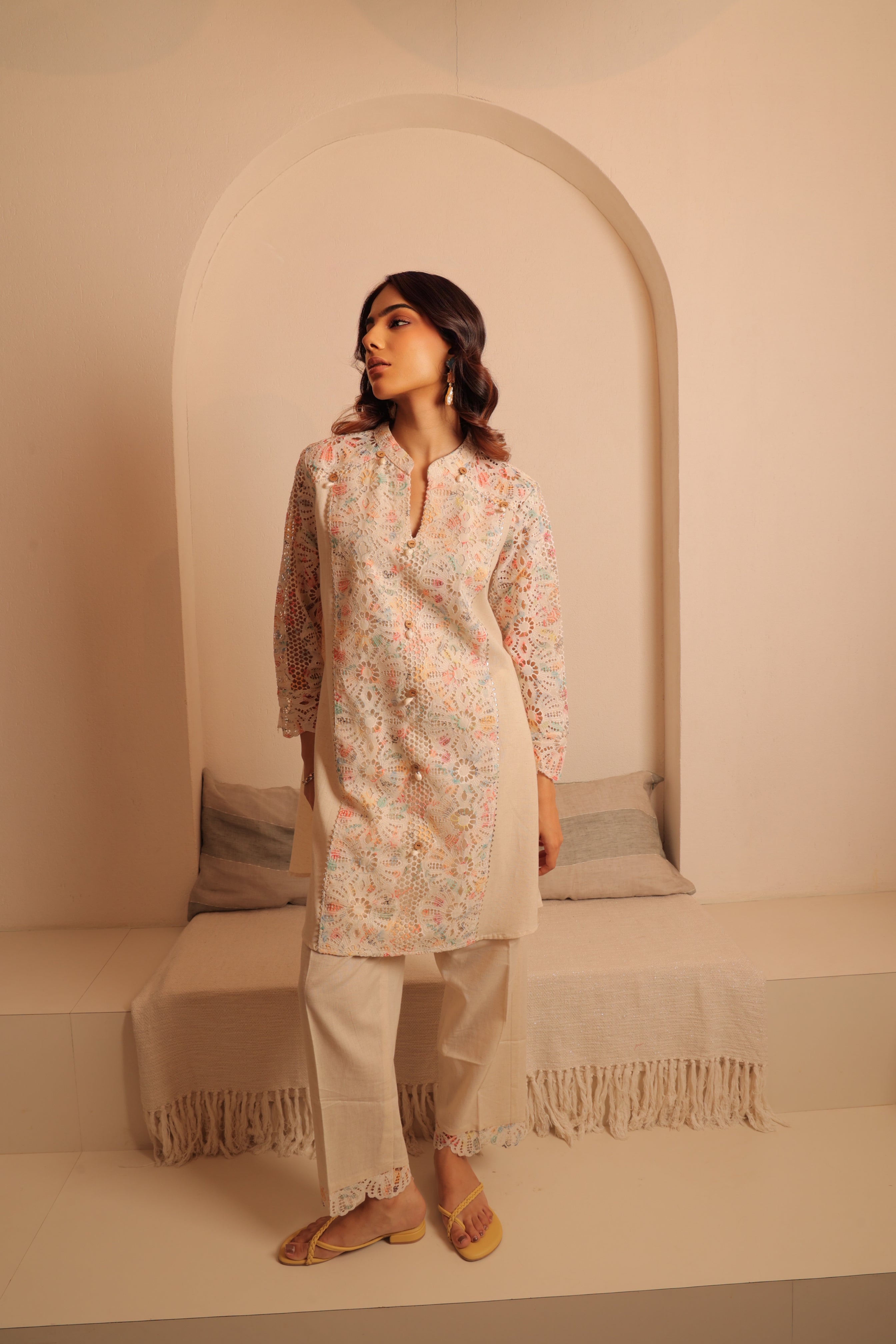 Ivory Meadow Embroidered Tunic