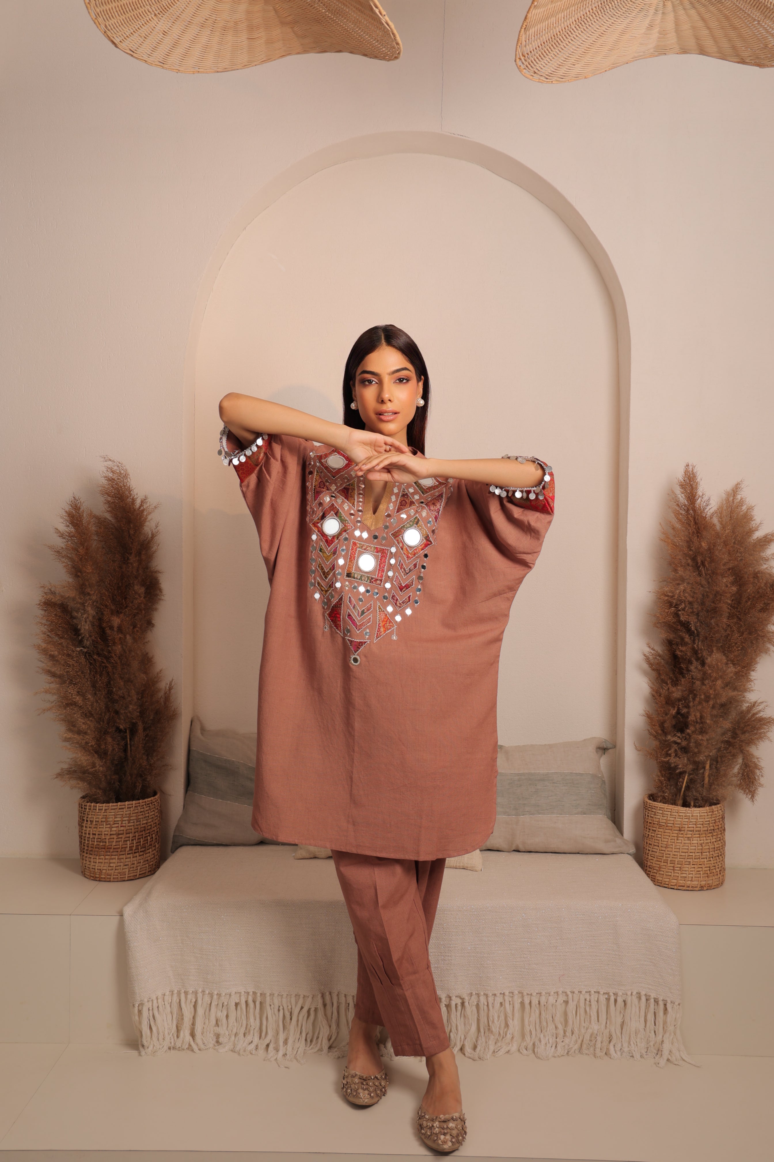 Traditional mirror work bohemian tunic