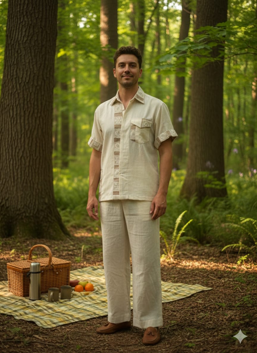 Sage & tan geometric set